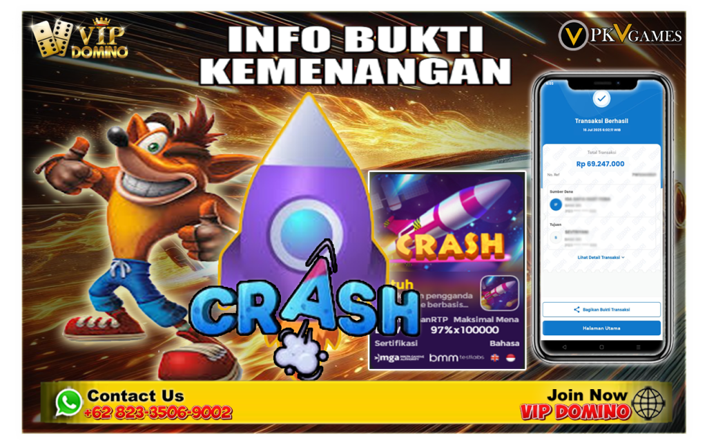 🚀 Menang 69 Juta di Slot Crash – Meledak Cuan Sekejap di VIP DOMINO!
