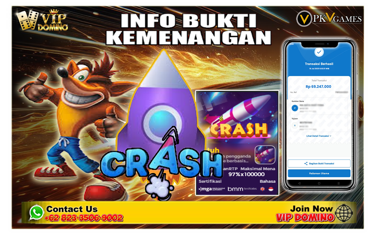 🚀 Menang 69 Juta di Slot Crash – Meledak Cuan Sekejap di VIP DOMINO!