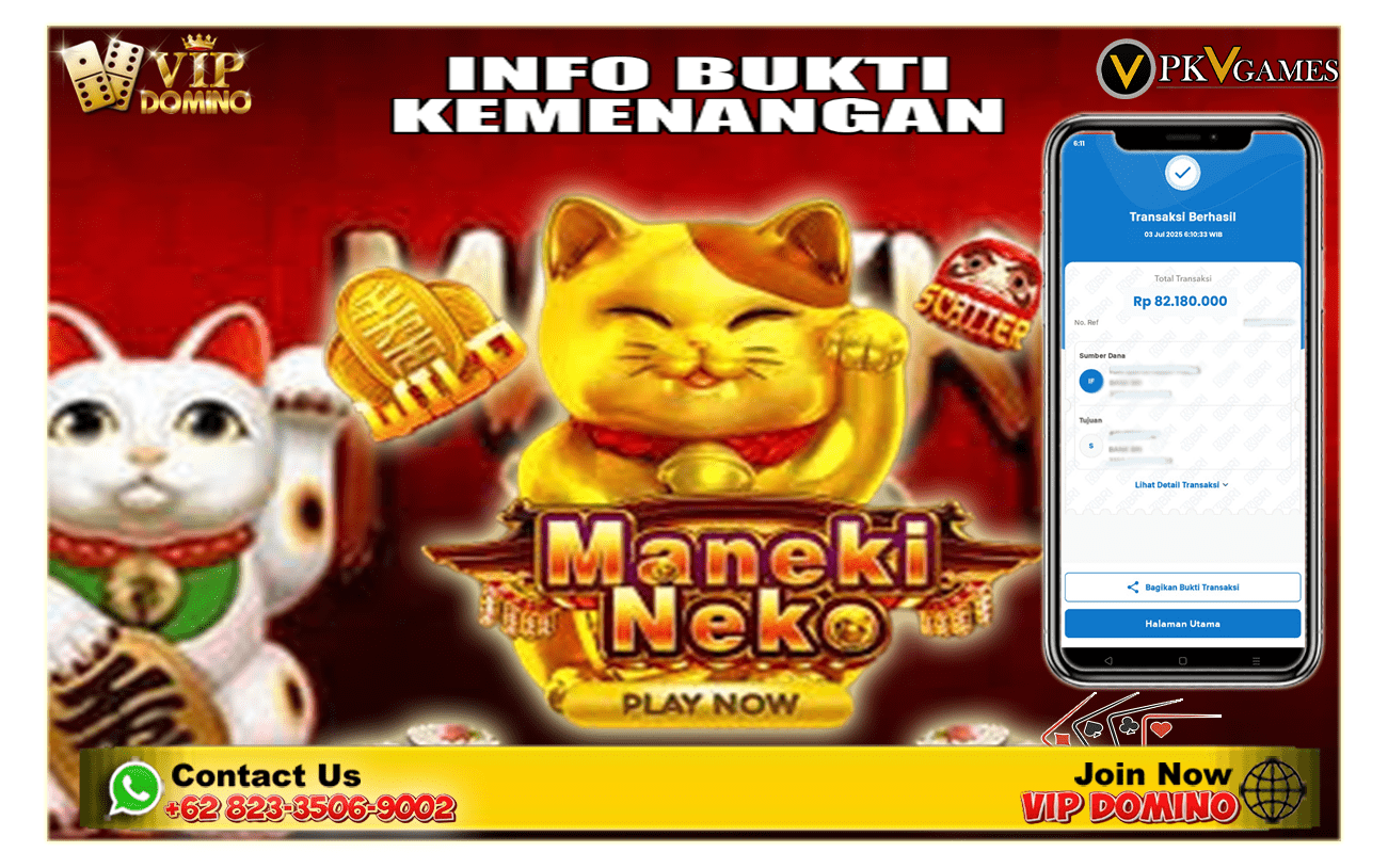 🎰 Maxwin 82 Juta di Slot Maneki Neko VIPDOMINO – Keberuntungan Membawa Cuan Besar!
