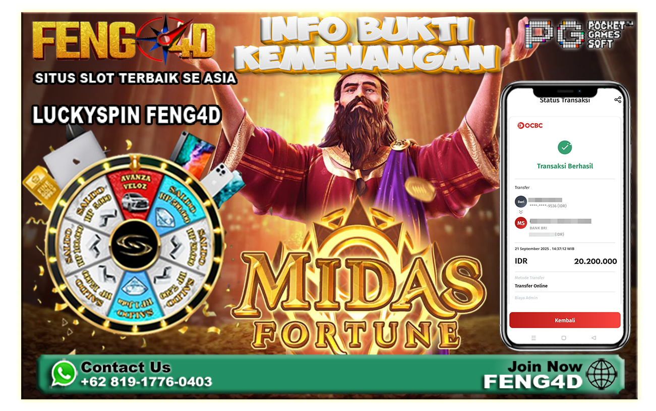 Bukti Kemenangan Slot Midas Fortune Rp 20,2 Juta di Feng4D – Sentuhan Emas Berubah Jadi Jackpot!