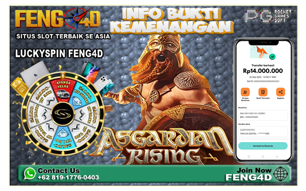 Bukti Kemenangan Slot Asgardian Rising Rp 14 Juta di Feng4D
