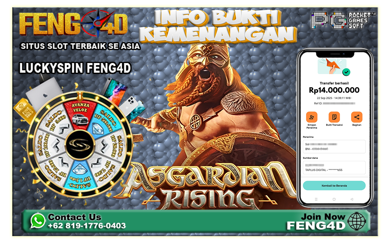 Bukti Kemenangan Slot Asgardian Rising Rp 14 Juta di Feng4D