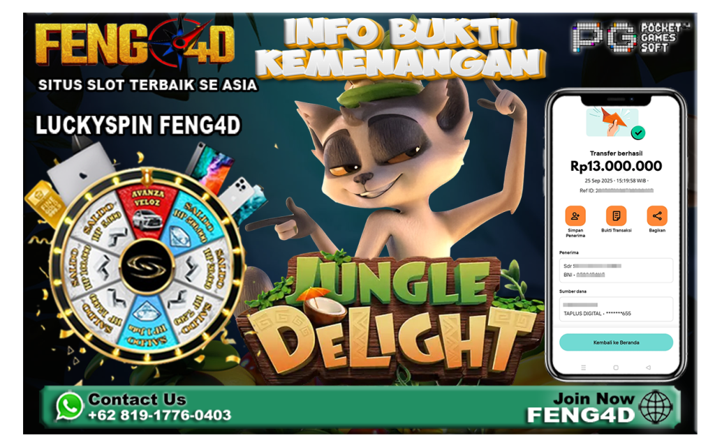 Kemenangan Slot Jungle Delight PG SOFT Kasih Rp 13 Juta di Feng4D
