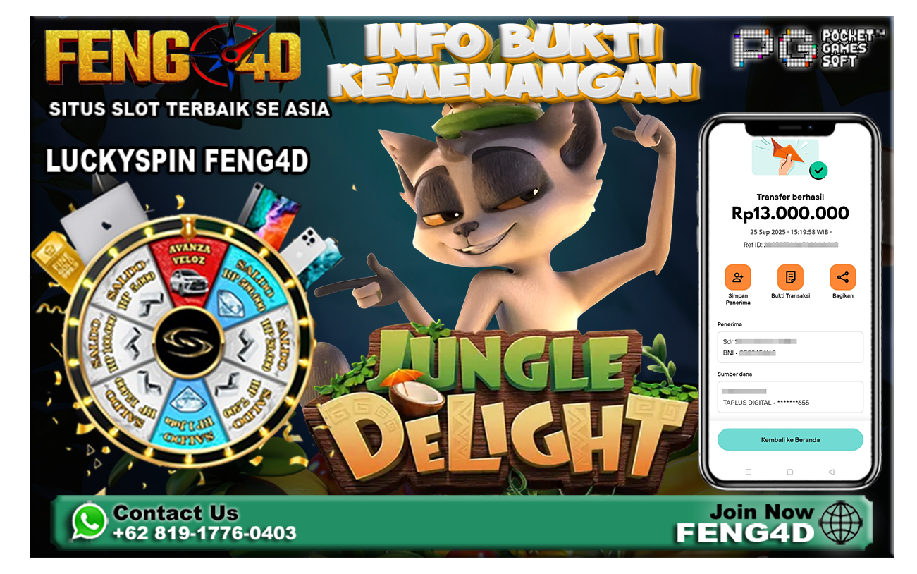 Kemenangan Slot Jungle Delight PG SOFT Kasih Rp 13 Juta di Feng4D