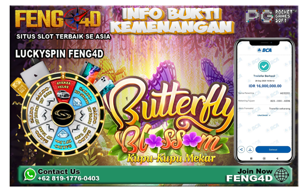 Bukti Kemenangan Slot Butterfly Blossom PG SOFT Raup Rp 16 Juta di Feng4D