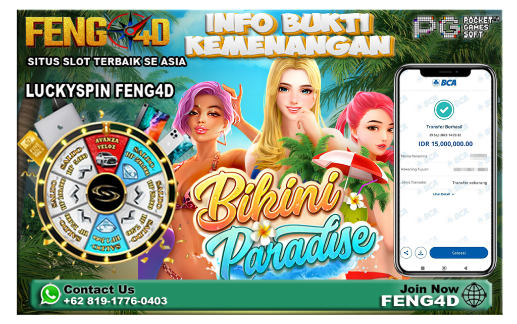Bukti Kemenangan Slot Bikini Paradise PG SOFT Beri Rp 15 Juta di Feng4D