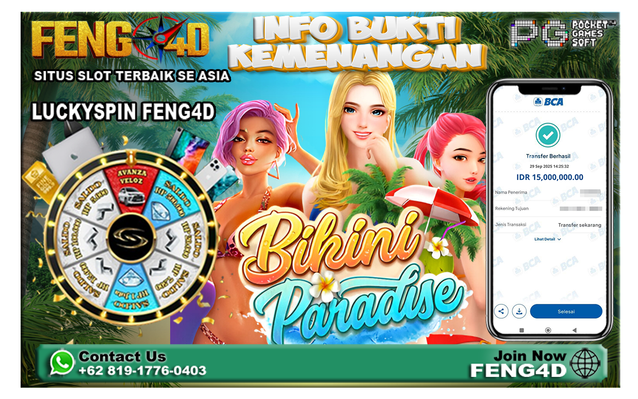 Bukti Kemenangan Slot Bikini Paradise PG SOFT Beri Rp 15 Juta di Feng4D