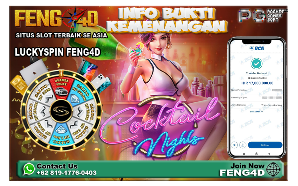 Kemenangan Slot Cocktail Night PG SOFT Raup Rp 17 Juta di Feng4D