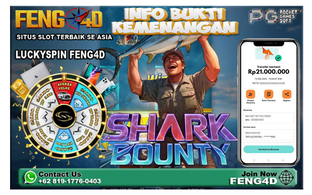 Kemenangan Besar Slot Shark Bounty PG SOFT Raup Rp 21 Juta di Feng4D