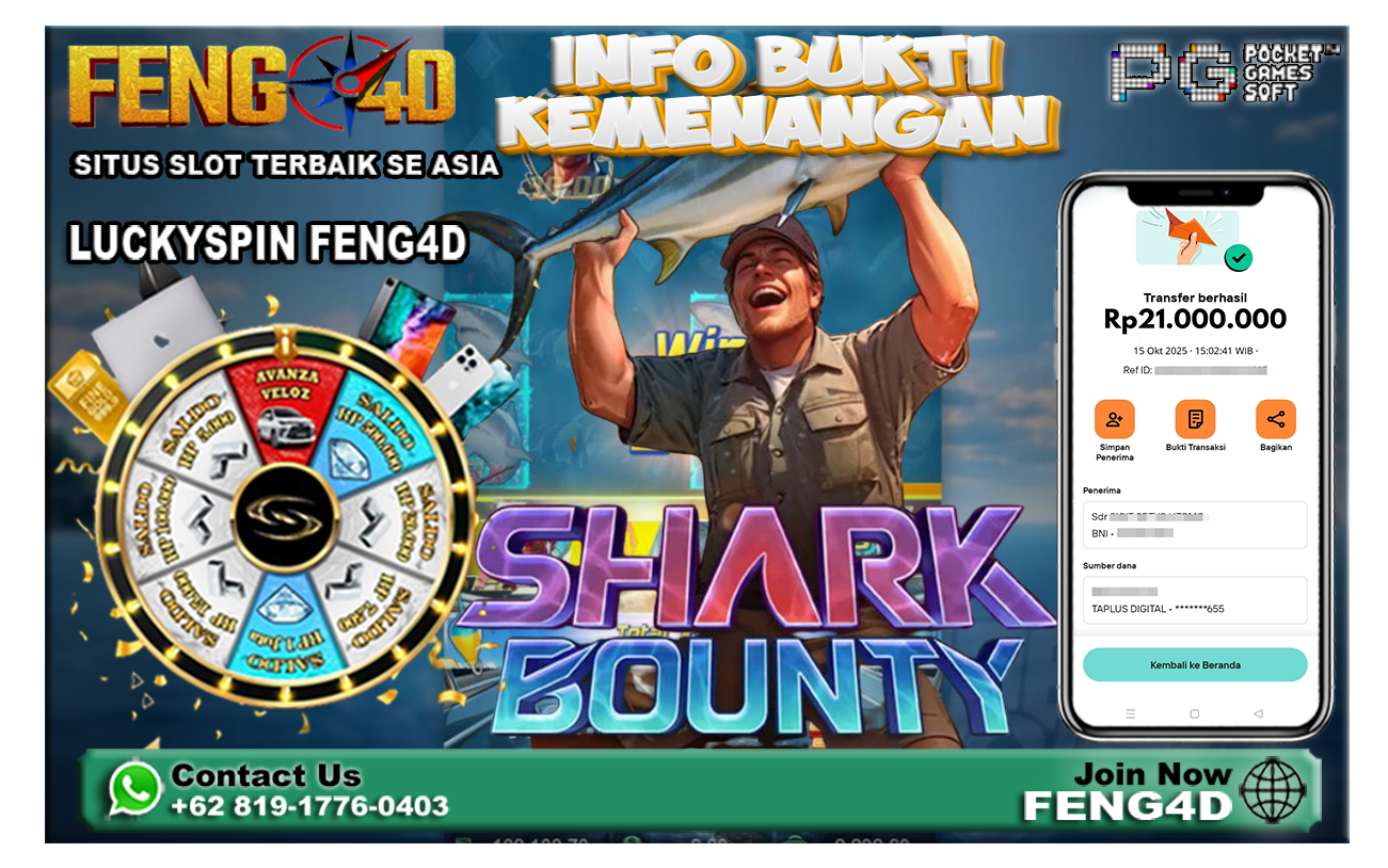Kemenangan Besar Slot Shark Bounty PG SOFT Raup Rp 21 Juta di Feng4D