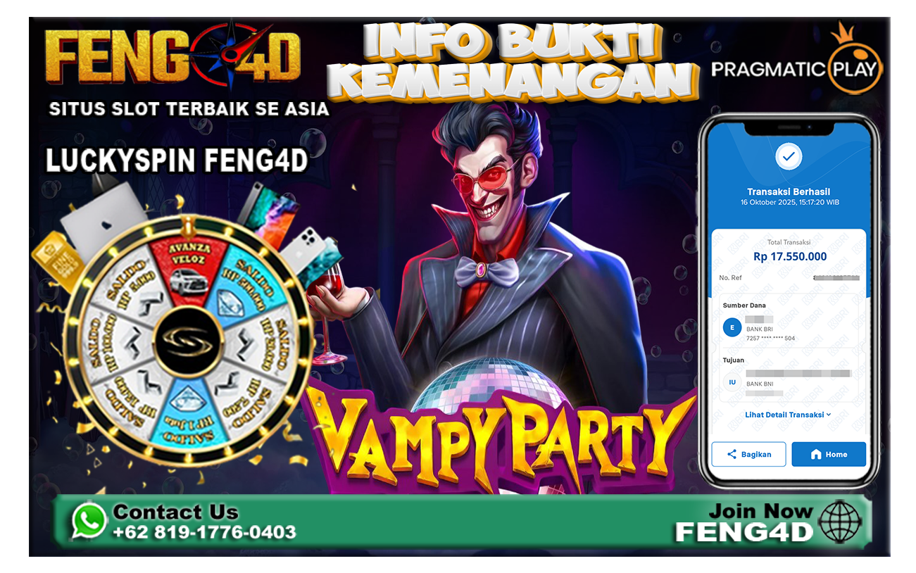 Kemenangan Slot Vampy Party Pragmatic Play Raup Rp 17,550,000 Juta di Feng4D