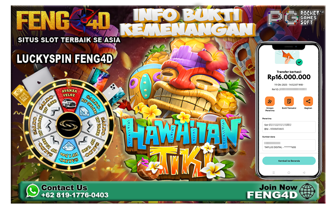 Kemenangan Slot Hawaiian Tiki PG SOFT Raup Rp 16 Juta di Feng4D