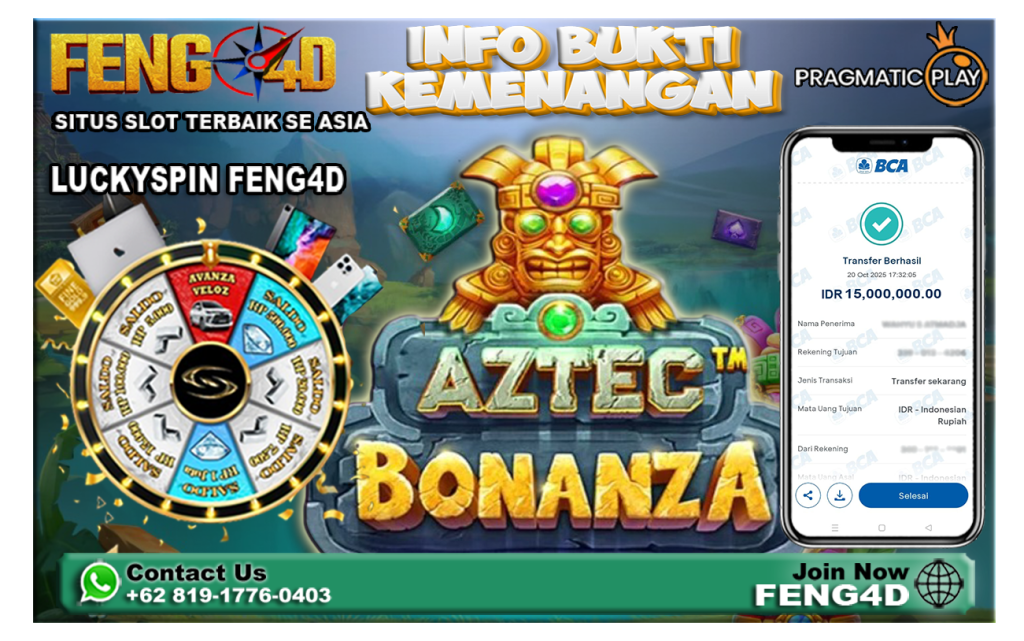 Kemenangan Slot Aztec Bonanza Beri Rp 15 Juta di Feng4D