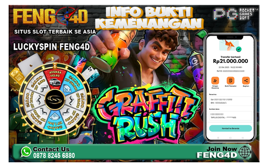 Kemenangan Slot Graffiti Rush PG SOFT Raup Rp 21 Juta di Feng4D