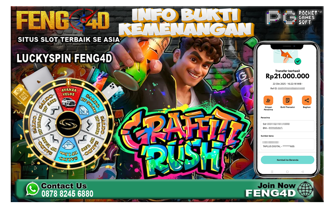 Kemenangan Slot Graffiti Rush PG SOFT Raup Rp 21 Juta di Feng4D