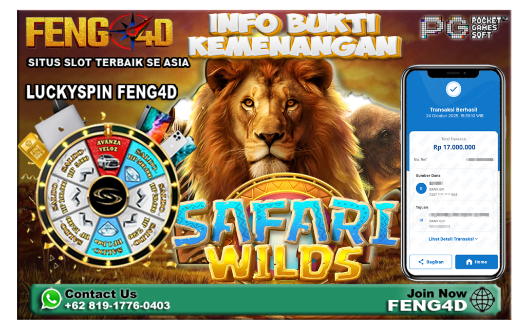 Kemenangan Slot Safari Wilds PG SOFT Sebesar Rp 17 Juta di Feng4D