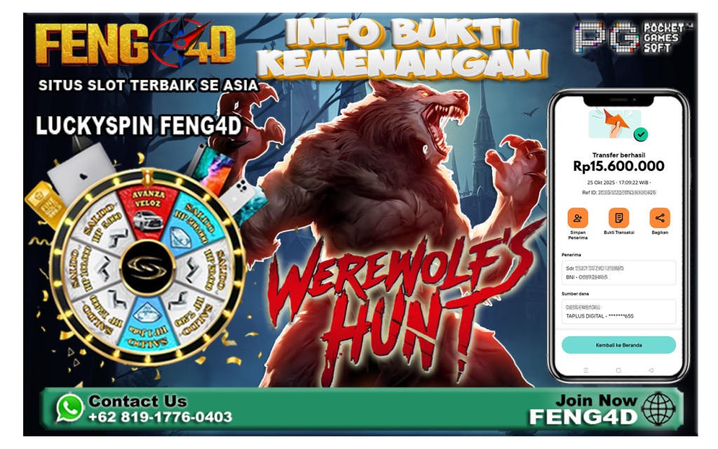 Kemenangan Slot Werewolf's Hunt PG SOFT Raup Rp 15,6 Juta di Feng4D
