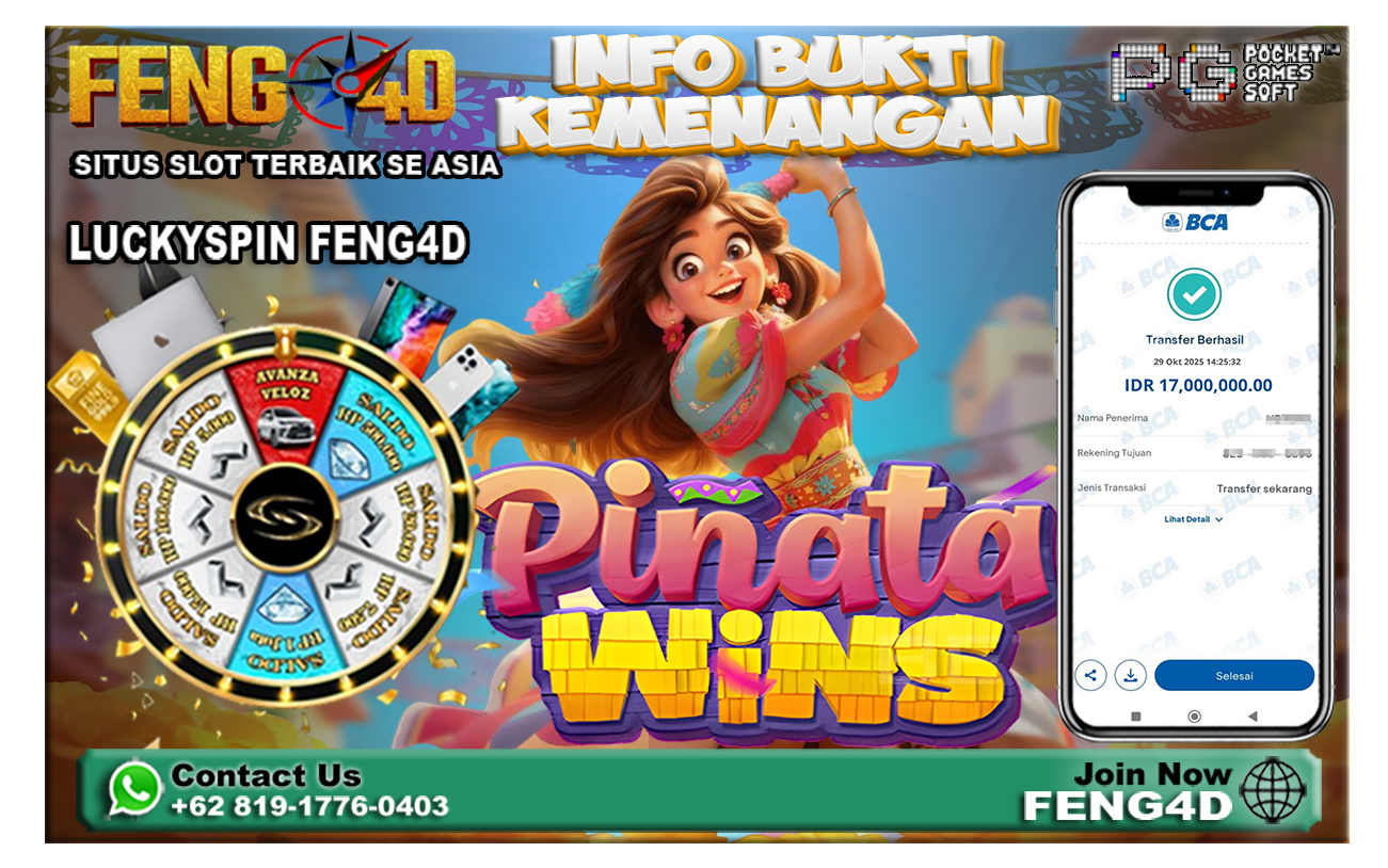 Bukti Kemenangan Slot Pinata Wins (PG SOFT) Rp17.000.000 di Situs Feng4D