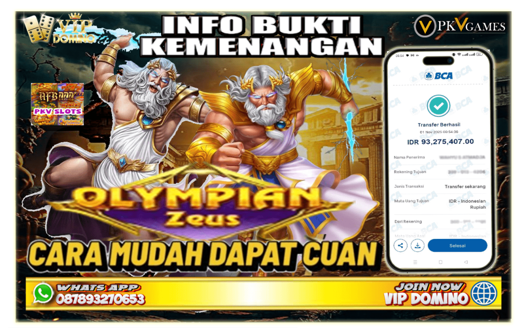 Awal Bulan Pecah Maxwin 90 Juta di PKV Slot Olympian Zeus — Bukti Gacor di VIP DOMINO