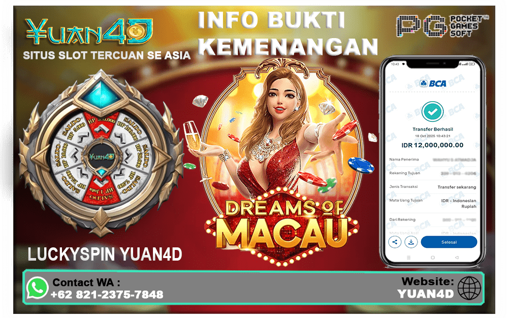 Bukti Kemenangan Bermain Dreams of Macau di YUAN4D – Kemewahan Kasino Pembawa Cuan Besar!