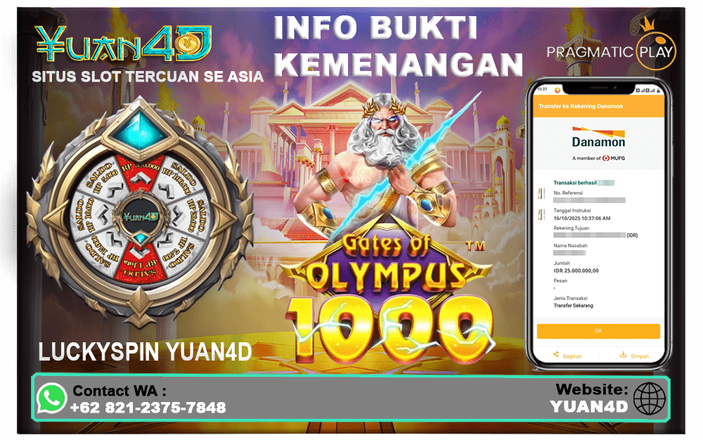 Bukti Kemenangan Bermain Gates of Olympus 1000 di YUAN4D – Petir Zeus Mengguncang Reels!