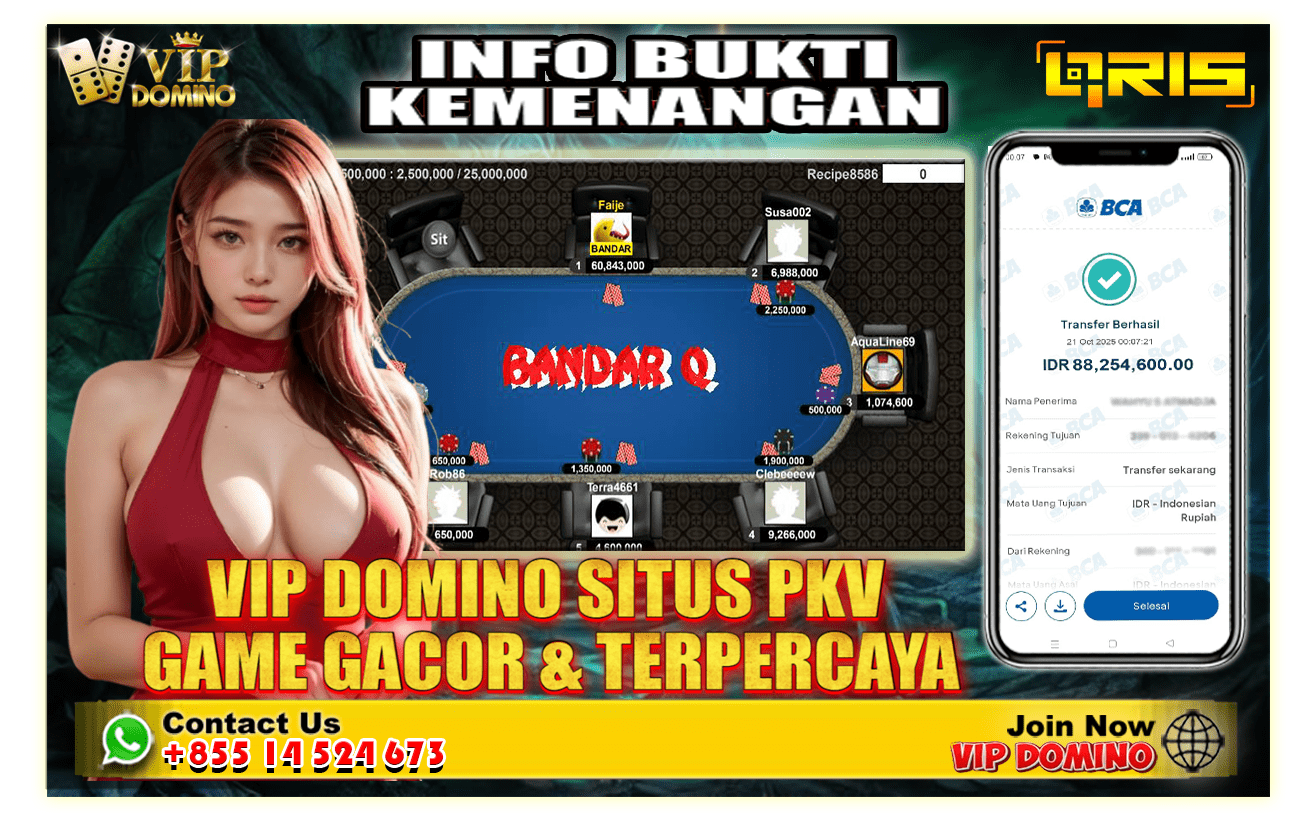 Raih Kemenangan Besar Bandar Q di VIP DOMINO