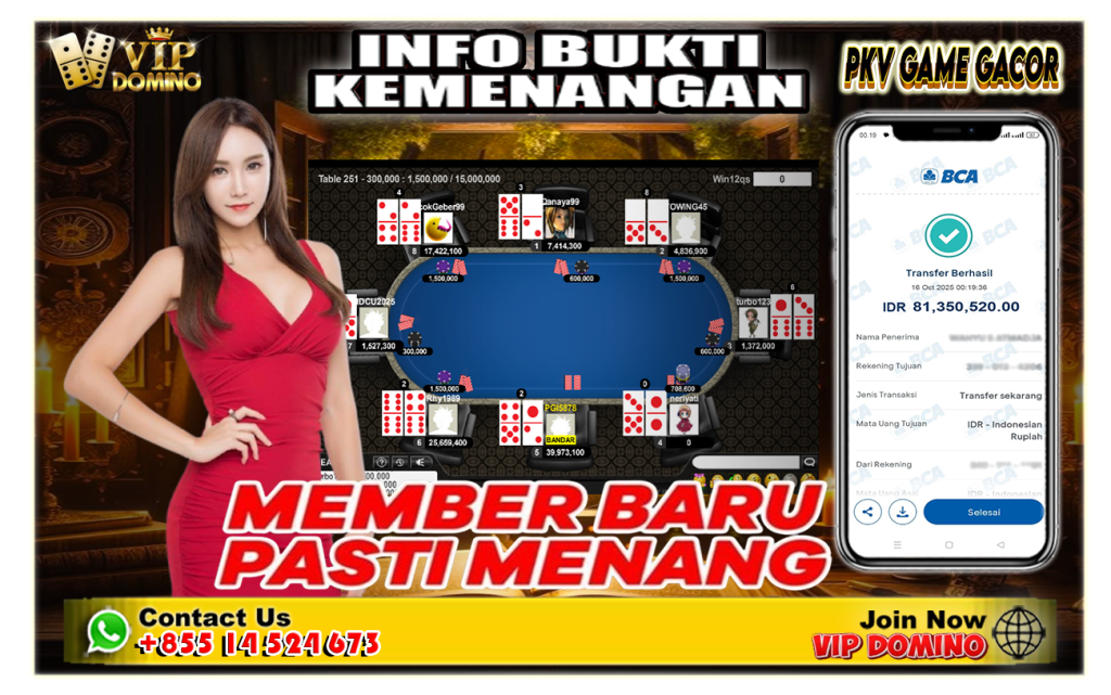 Yang Gacor Cuma Main di VIP DOMINO! Kemenangan Nyata 87 Juta di Game BandarQ