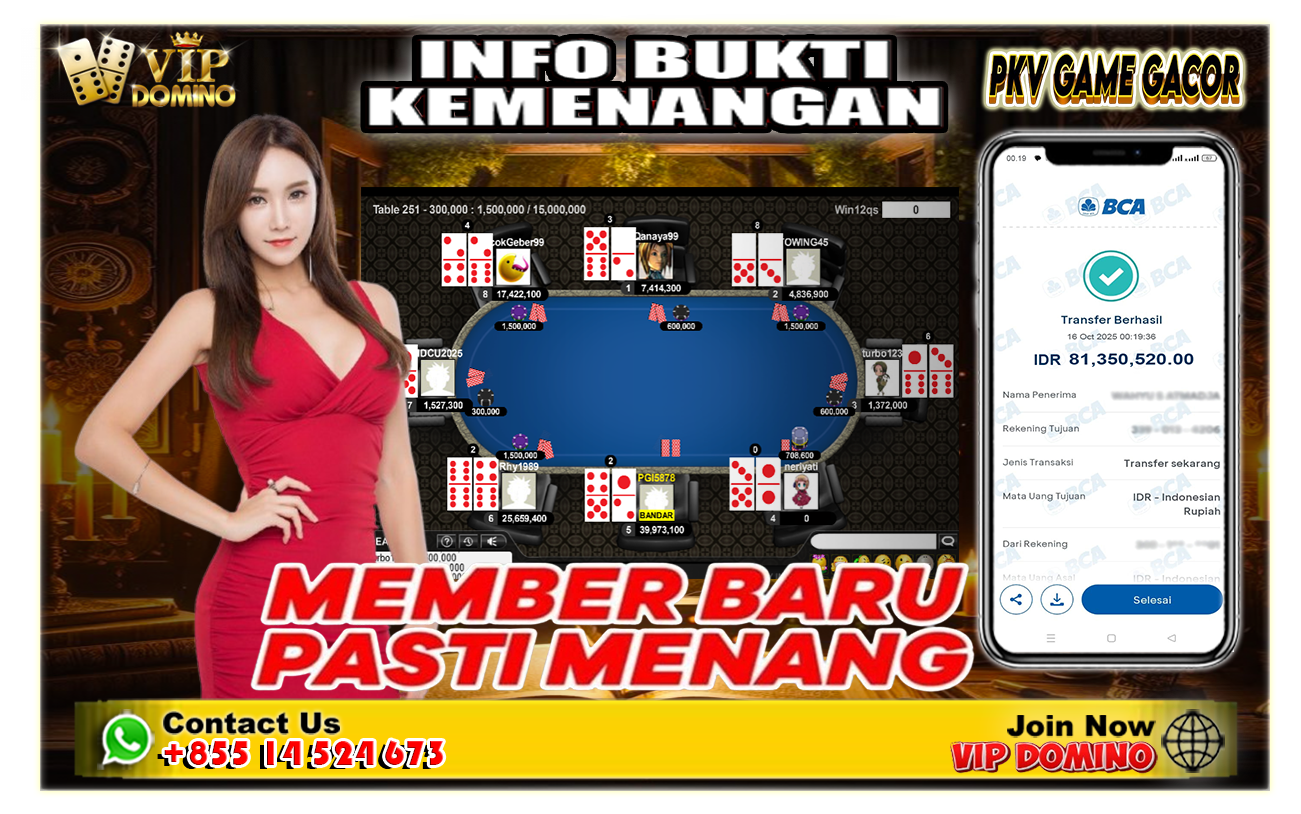 Yang Gacor Cuma Main di VIP DOMINO! Kemenangan Nyata 87 Juta di Game BandarQ