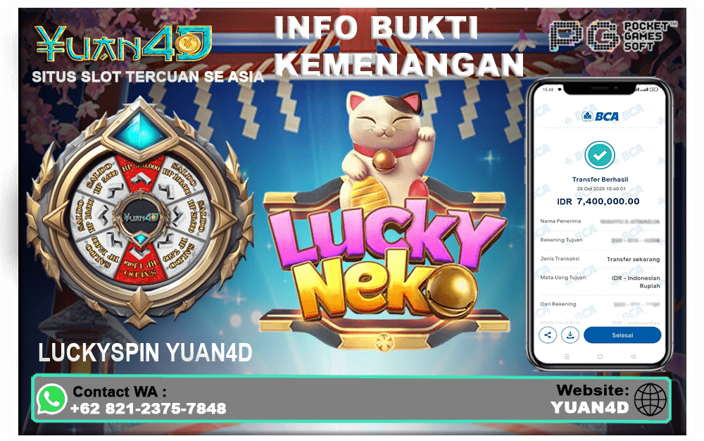 Bukti Kemenangan Lucky Neko di YUAN4D – Kucing Keberuntungan Pembawa Jackpot Besar!