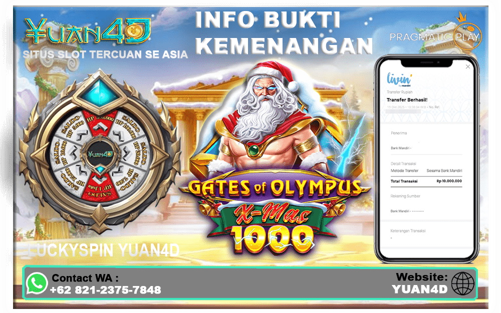 Kemenangan Bermain Gates of Olympus Xmas 1000 di YUAN4D – Zeus Versi Natal yang Banjir Scatter!