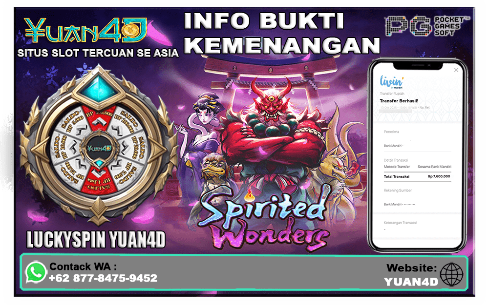 Kemenangan Bermain Spirited Wonders PG Soft di YUAN4D