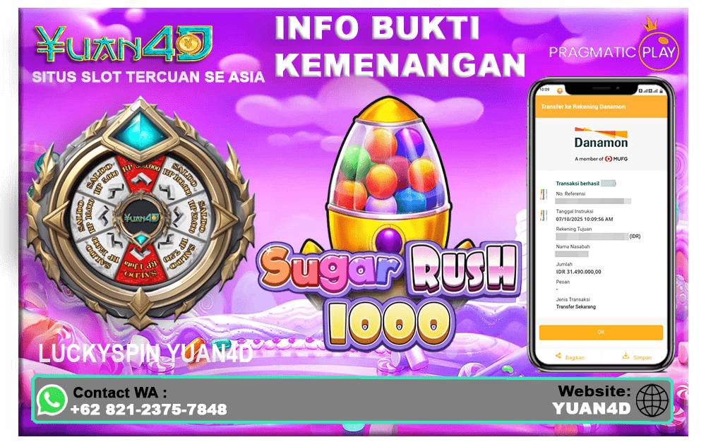 Kemenangan Spektakuler Bermain Sugar Rush 1000 di YUAN4D!