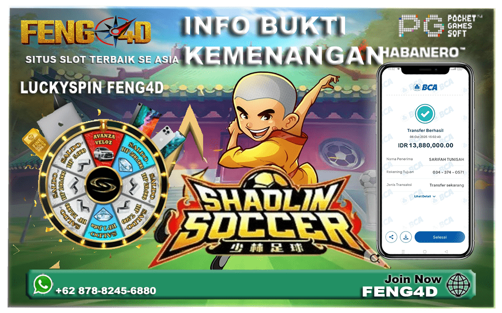 Menang Lagi Bermain Shaolin Soccer Slot PG Soft di FENG4D
