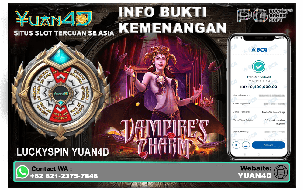 Bukti Kemenangan Vampire’s Charm di YUAN4D – Pesona Vampir Cantik Pembawa Jackpot Besar!