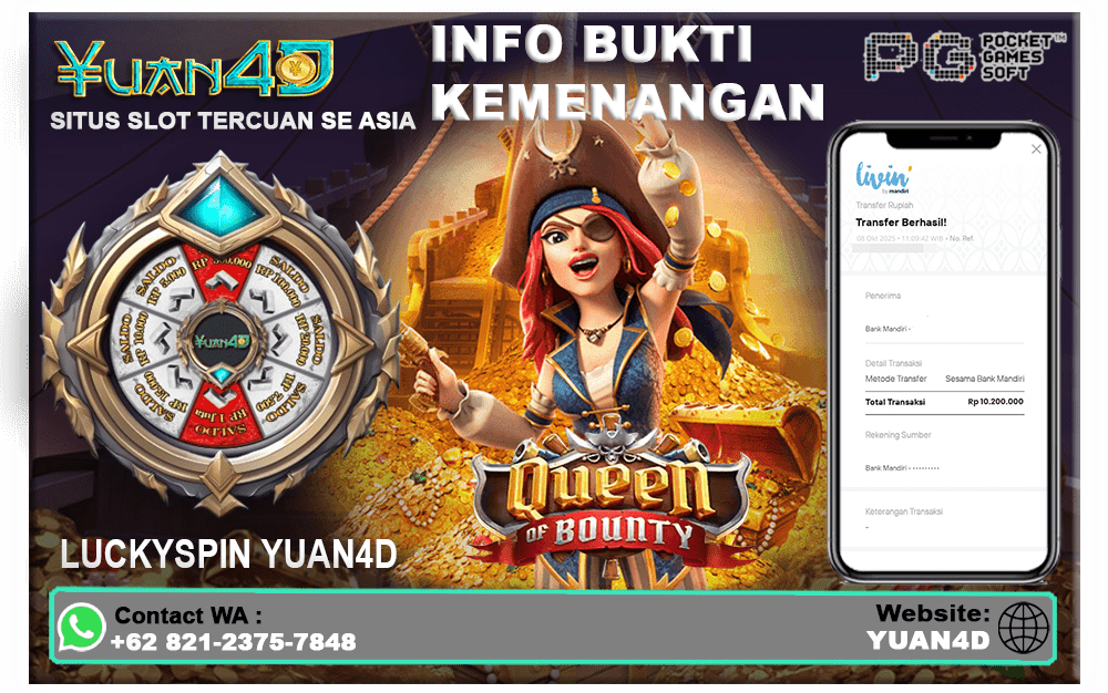 Bukti Kemenangan Bermain Queen of Bounty di YUAN4D!
