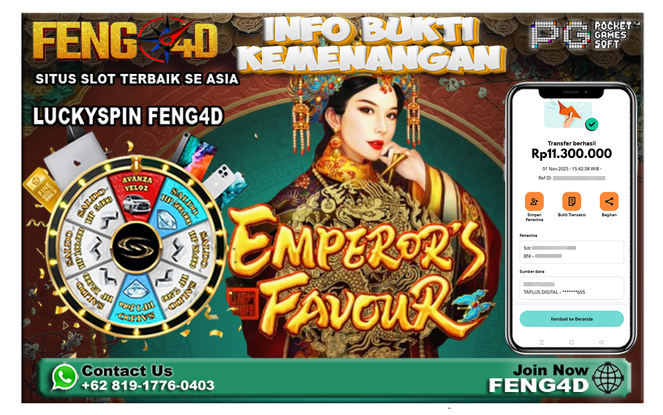 Kemenangan Slot Emperor Favour PG SOFT Beri Rp 11,3 Juta di Feng4D
