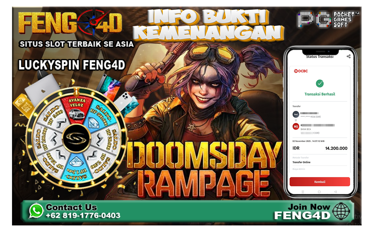 Kemenangan Slot Doomdays Rampage PG SOFT Beri Rp 14,2 Juta di Feng4D