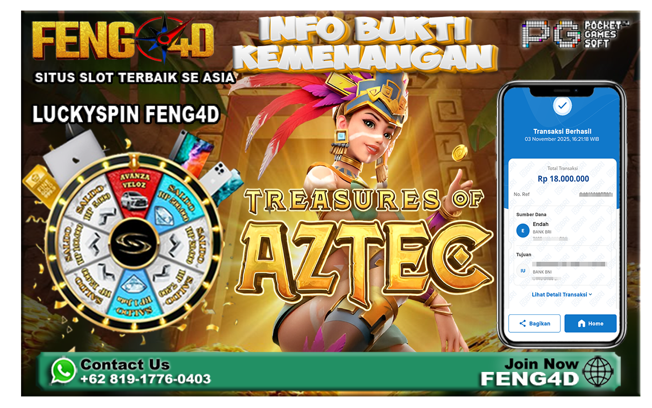 Kemenangan Slot Treasure of Aztec PG SOFT Raup Rp 18 Juta di Feng4D