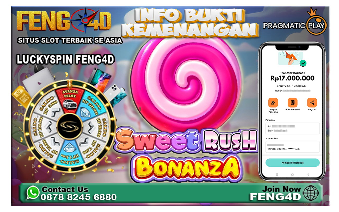 Kemenangan Slot Sweet Rush Bonanza Raup Rp 17 Juta di Feng4D