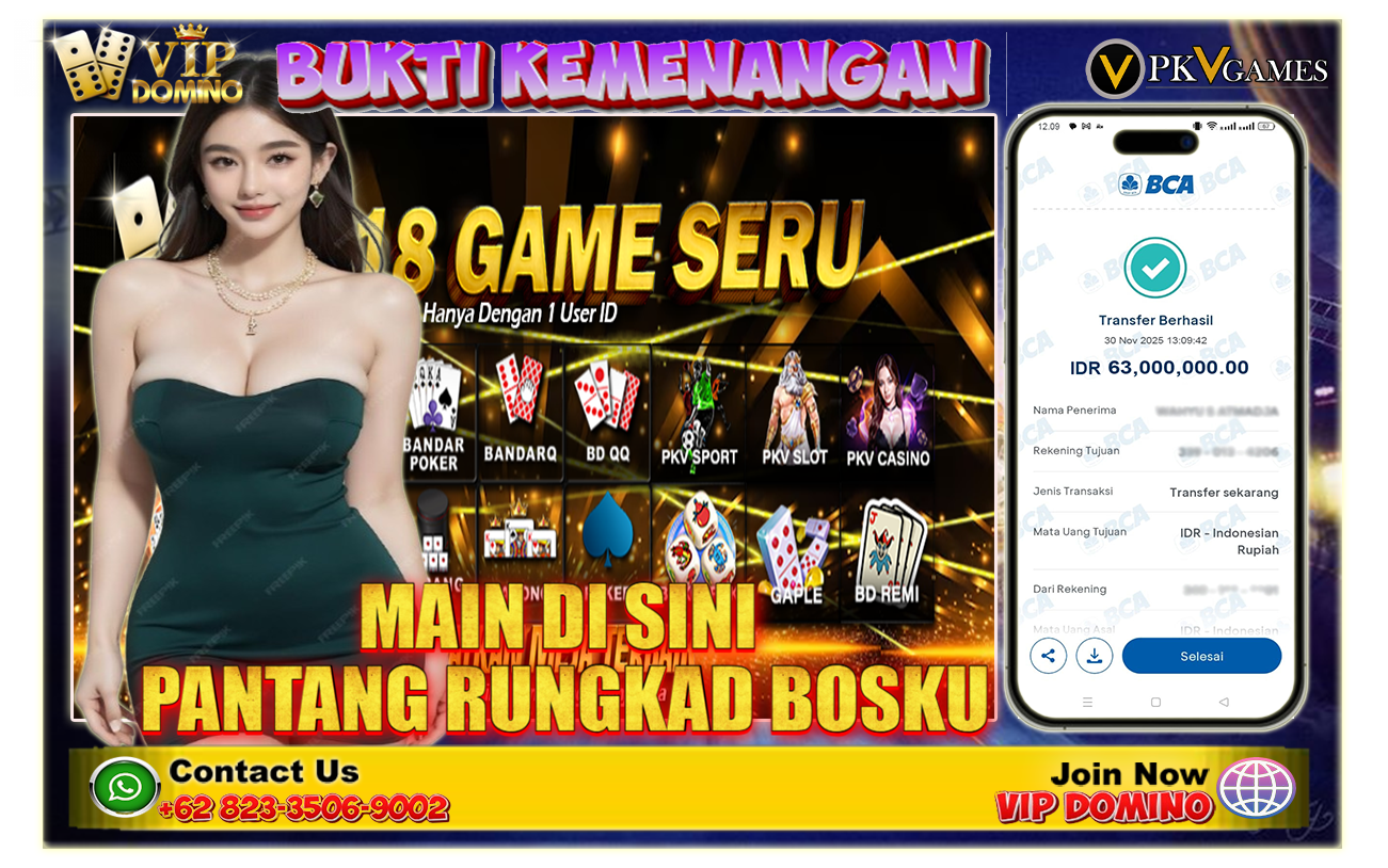 Kemenangan 63 Juta Bermain di VIP DOMINO – Situs Gacor yang Terbukti Membayar