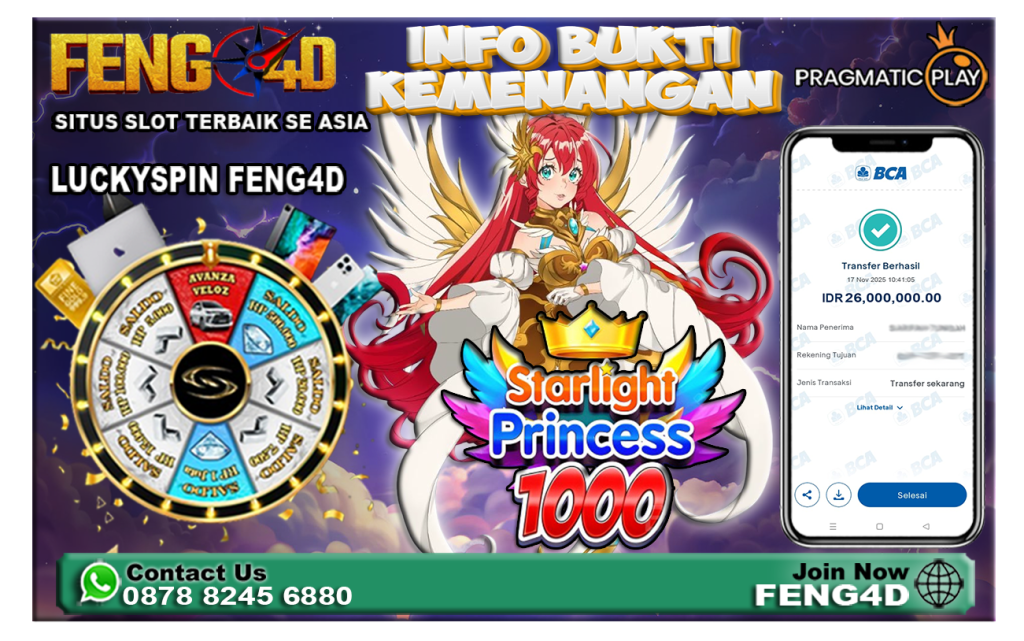 Kemenangan Slot Starlight Princess 1000 Raup Rp 26 Juta di Feng4D