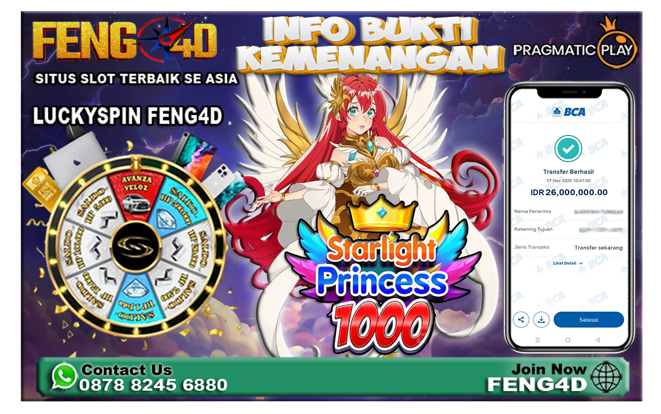 Kemenangan Slot Starlight Princess 1000 Raup Rp 26 Juta di Feng4D