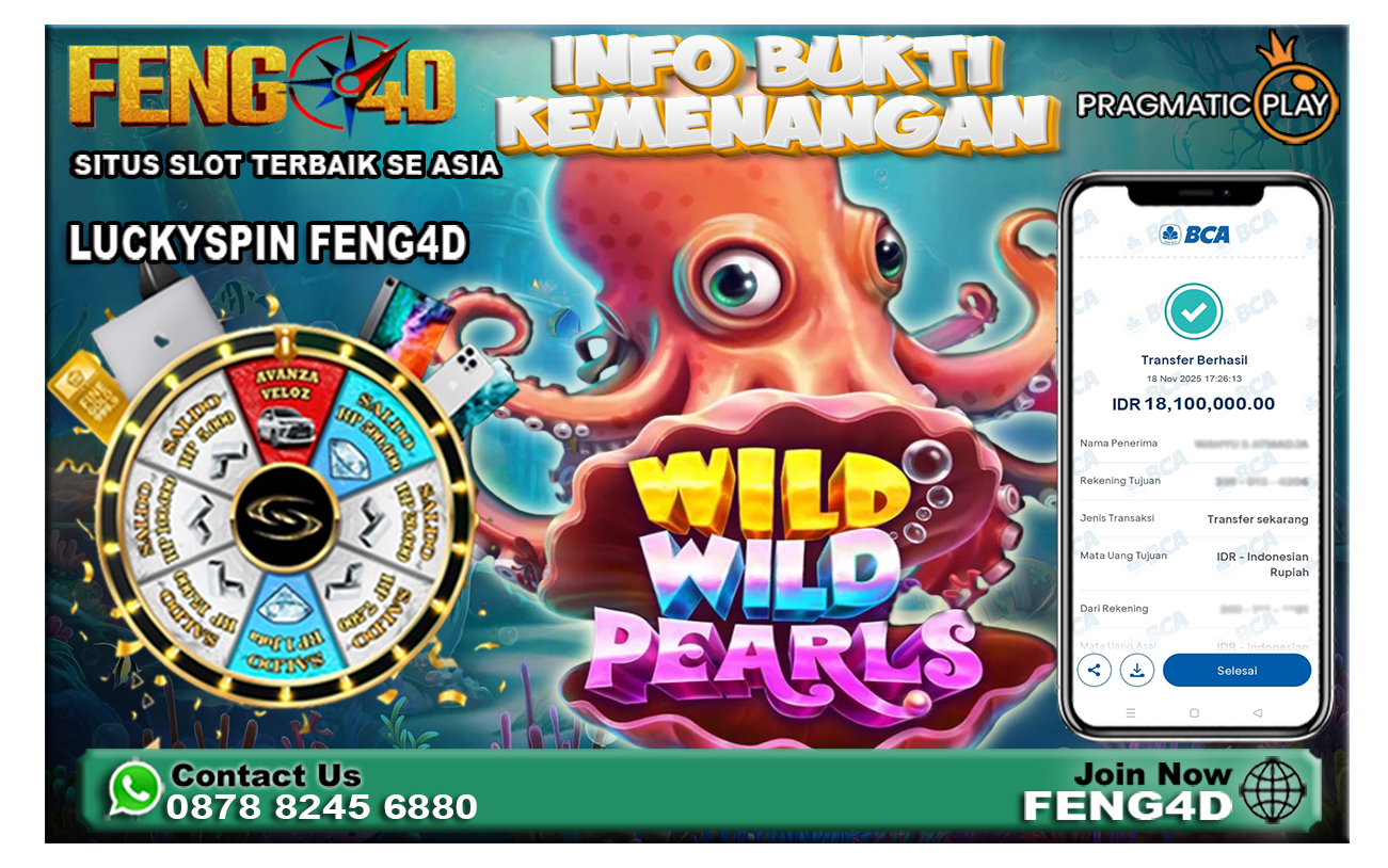 Kemenangan Slot Wild Wild Pearls Raup Rp 18,1 Juta di Feng4D
