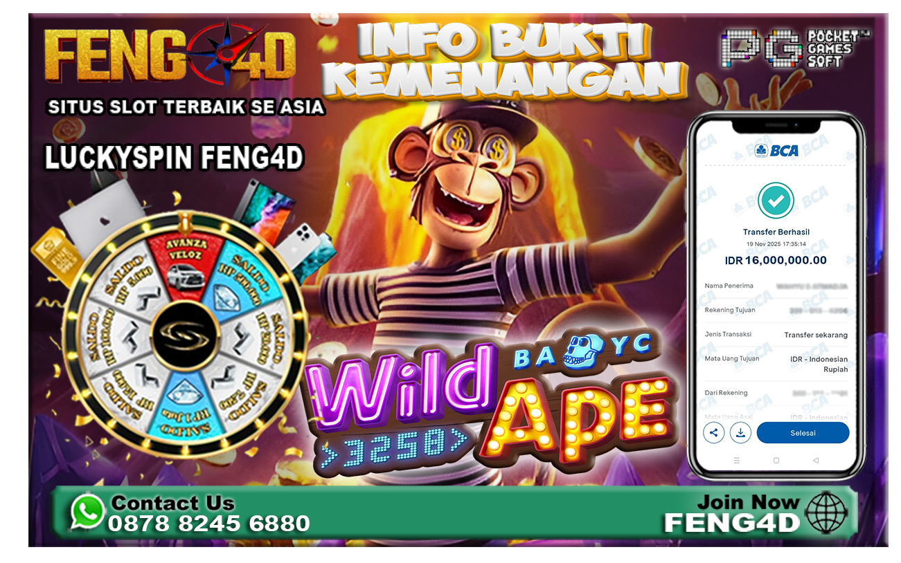 Kemenangan Slot Wild Ape 3258 Raup Rp 16 Juta di Feng4D