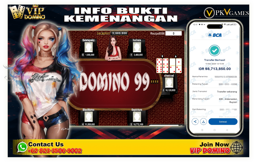 Domino 99 Tergacor & Terpercaya Cuma di VIP DOMINO — Bukti Nyata Situs PKV Games Paling Cuan Tahun Ini!