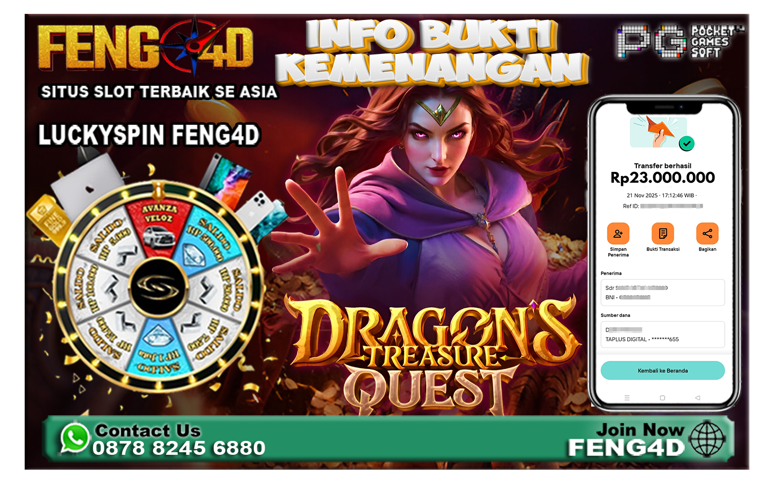 Kemenangan Slot Dragon’s Treasure Quest Raup Rp 23 Juta di Feng4D
