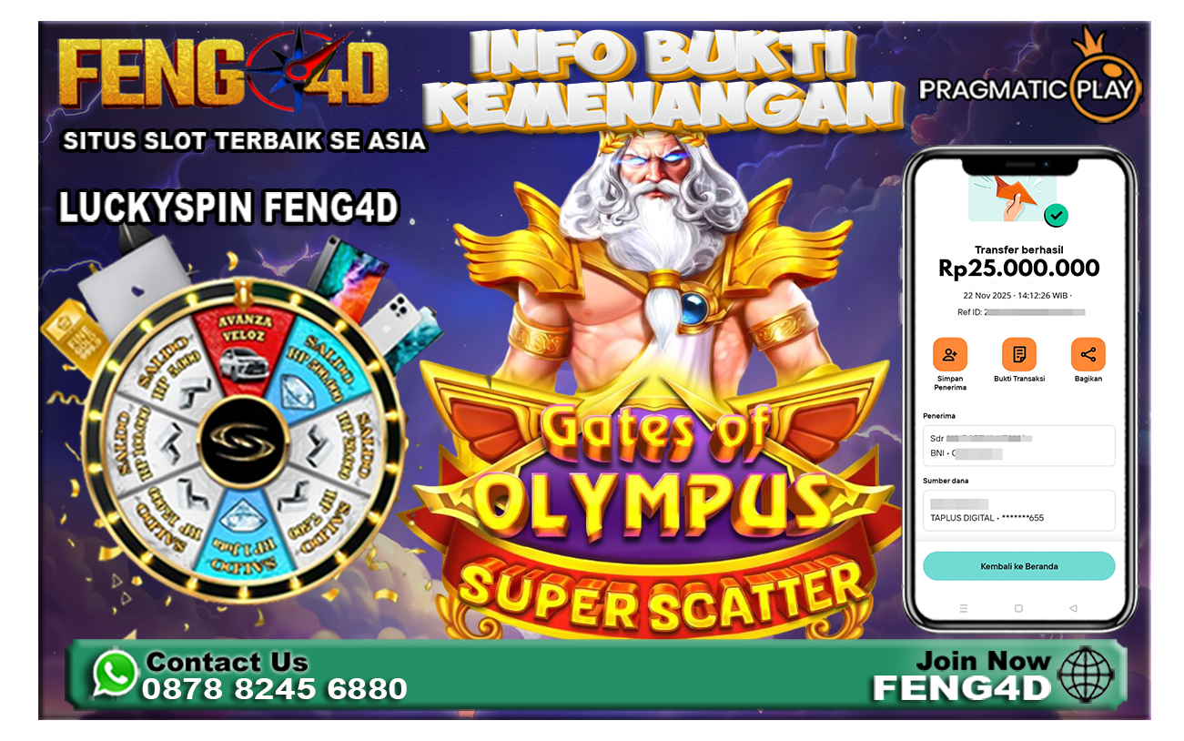 Kemenangan Slot Olympus Super Scatter Raup Rp 25 Juta di Feng4D