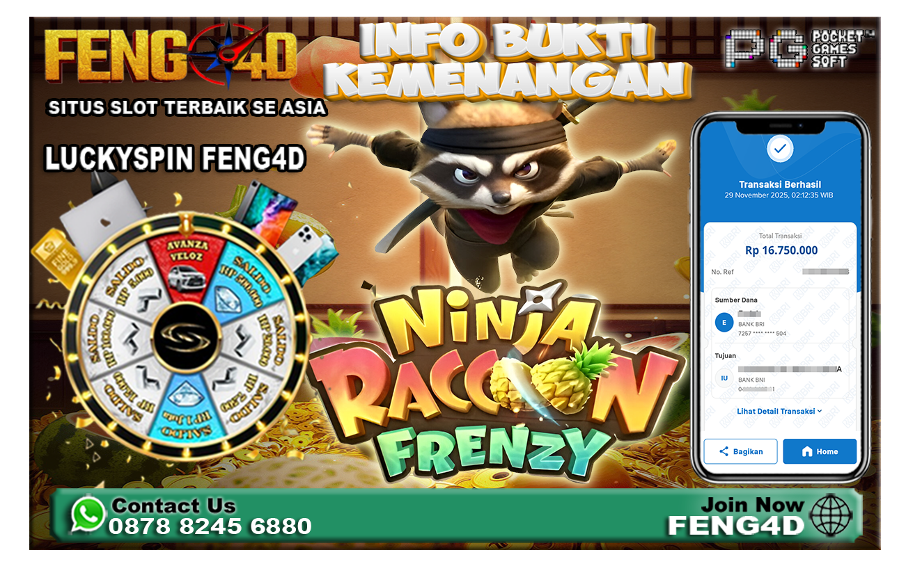 Kemenangan Slot Ninja Raccoon Frenzy (PG SOFT) Rp 16,75 Juta di Feng4D!