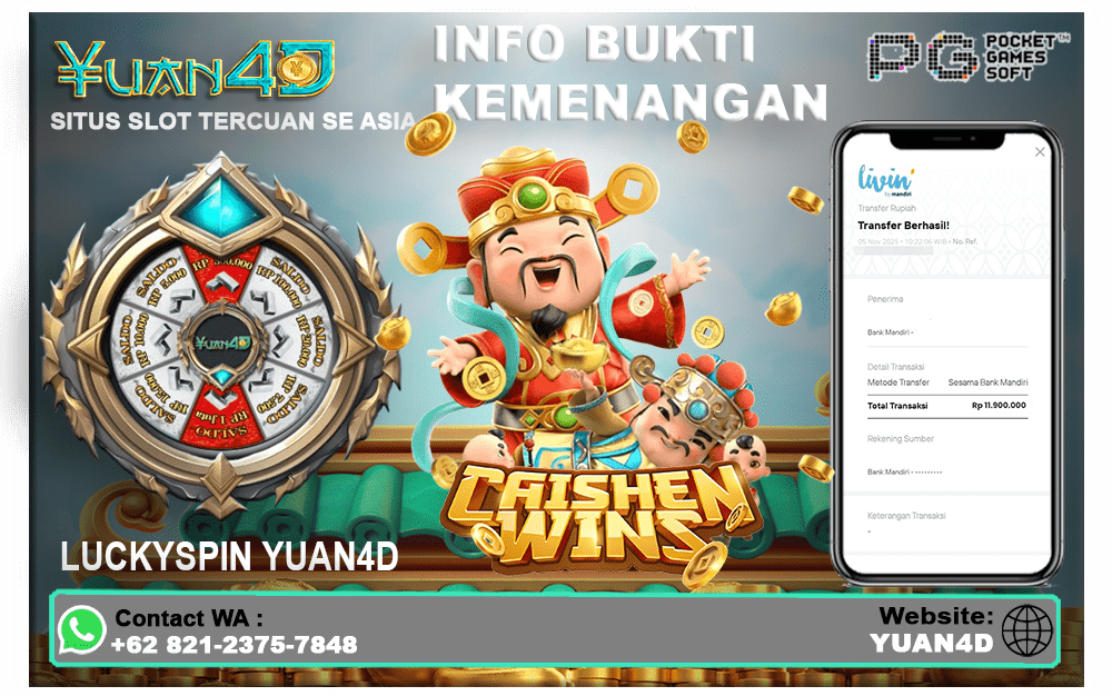 Bukti Kemenangan CaiShen Wins di YUAN4D: Meraih Keberuntungan Emas Bersama Dewa Rezeki!