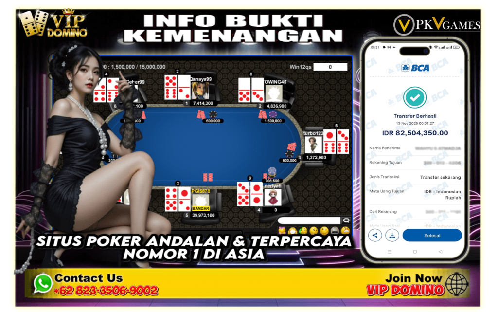 Situs BandarQ Tergacor & Terpercaya Cuma di VIP DOMINO Bukti Nyata Tempatnya Pemain JEPE Besar Setiap Hari
